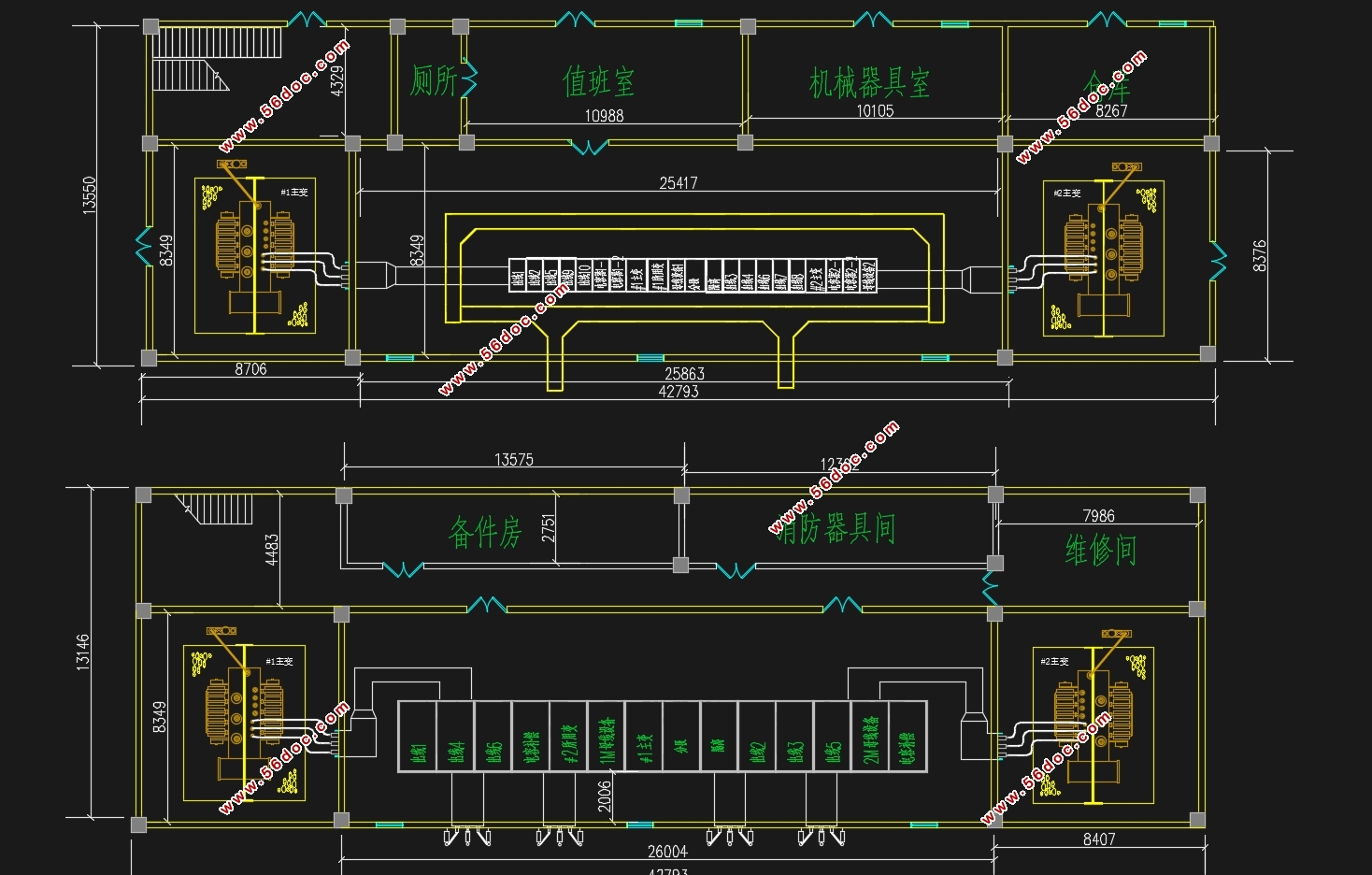 110kV/10kV变电站(二台主变)一次设计(含CAD图)