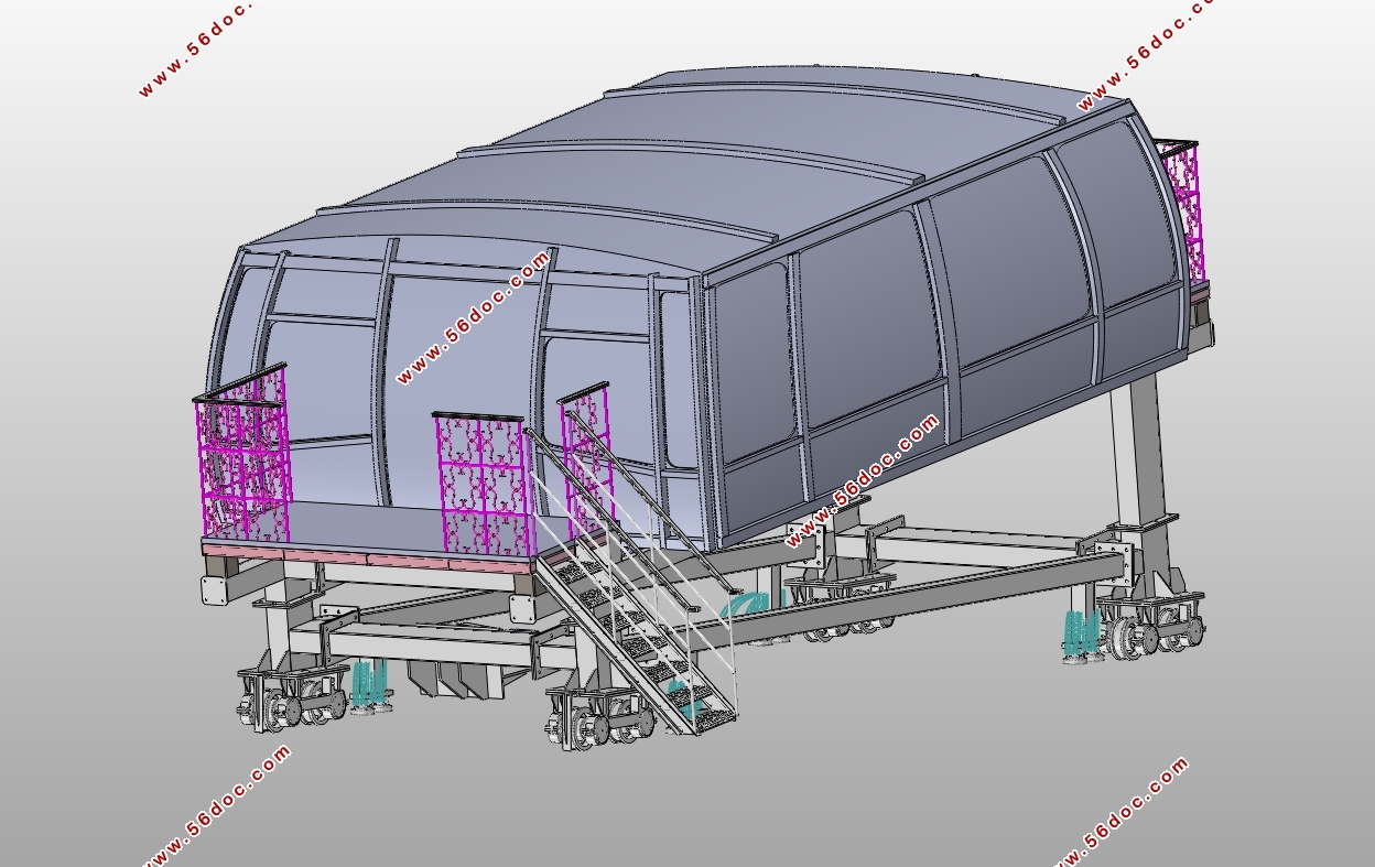 有轨客运缆车总体结构与减震机构设计(含CAD,SolidWorks三维图)