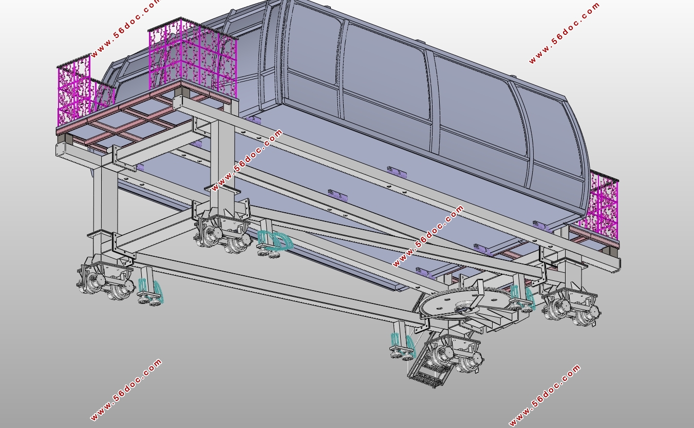 有轨客运缆车总体结构与减震机构设计(含CAD,SolidWorks三维图)