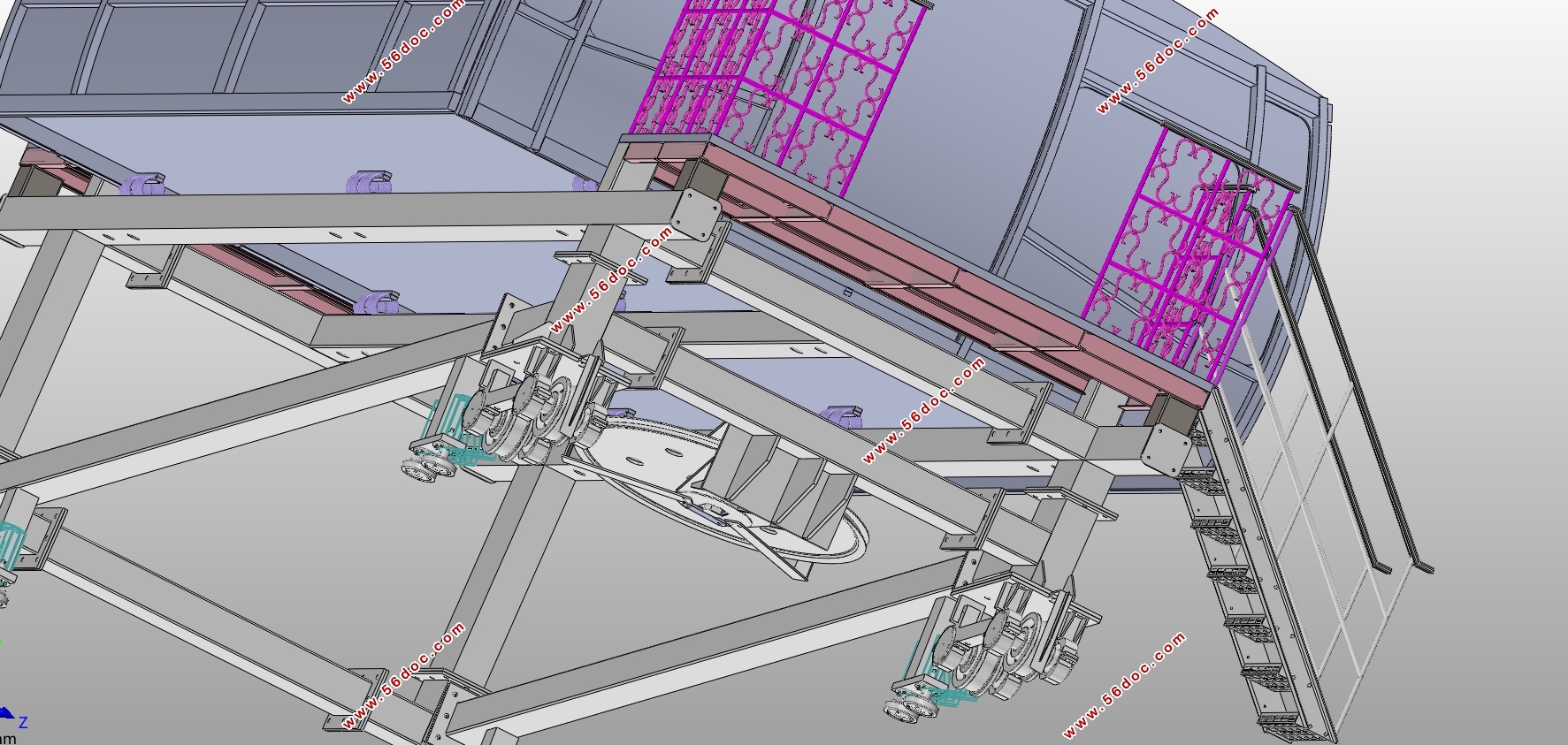 有轨客运缆车总体结构与减震机构设计(含CAD,SolidWorks三维图)