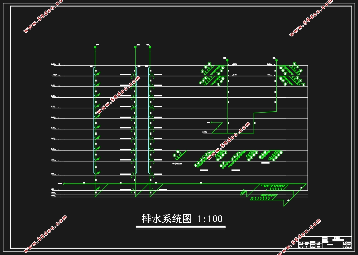 某培训大楼给水排水消防和喷淋系统设计(含CAD图)