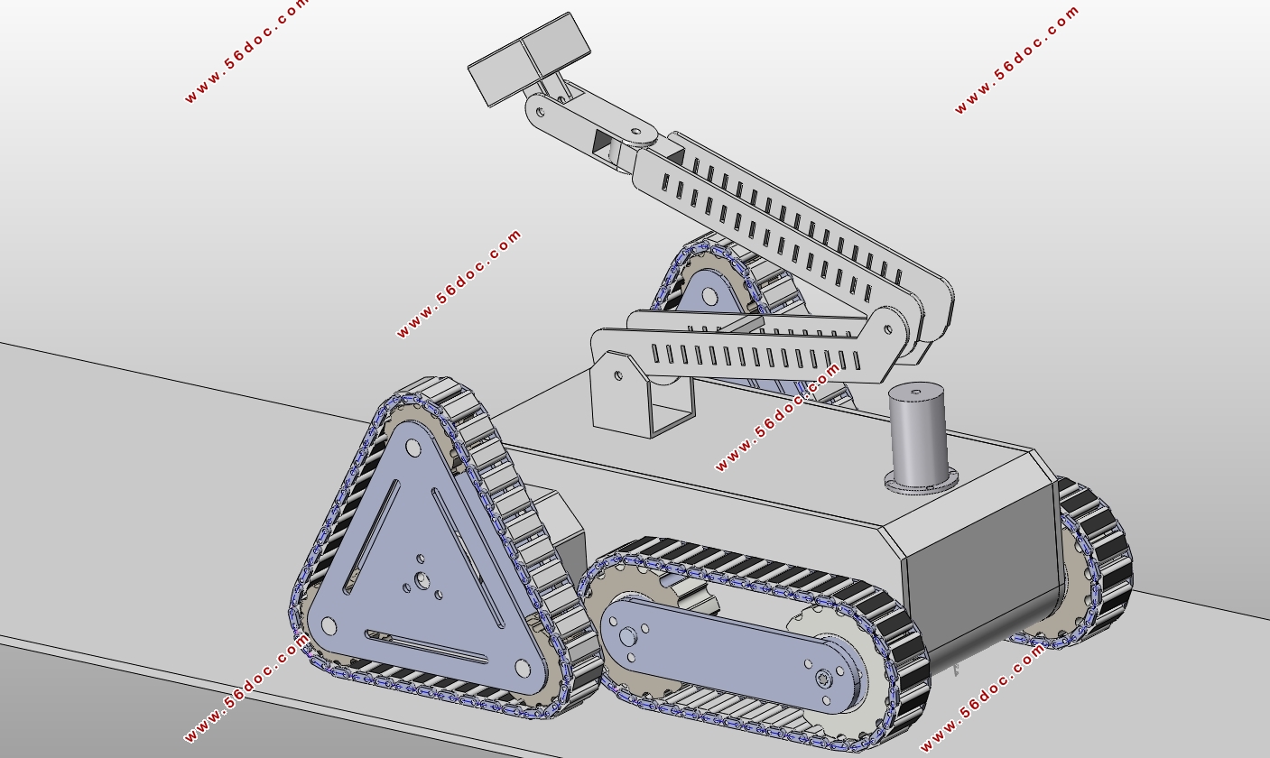 履带式救援机器人设计及三维建模设计(含SolidWorks三维图)