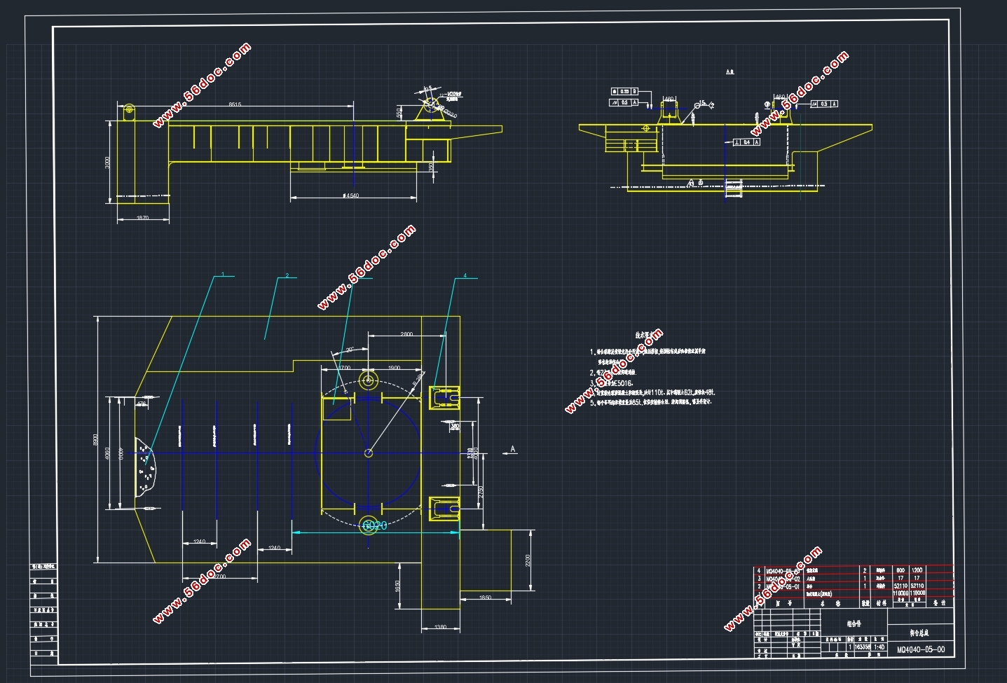 MQ4040����ʽ���ػ�ת̨�ṹ���(��CADͼ,solidworks��άͼ)
